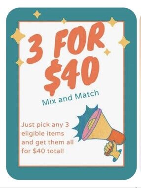 3 FOR $40 Mix & Match Just pick any 3 🍁marked eligible items get them for $40